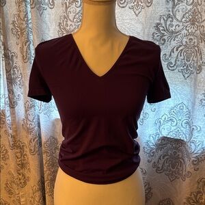 Express Deep Purple V-Neck Short Sleeve Top